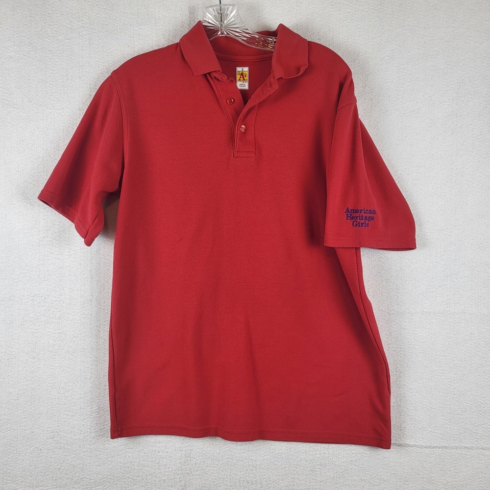 A+ School Apparel Red American Heritage Girls Embroidered Polo Shirt Medium